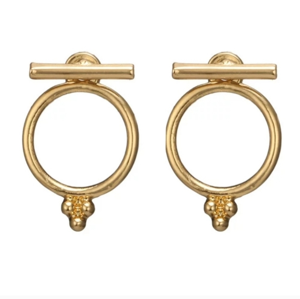 Front Back Bar Stud Earrings 2 in One - Picture 3 of 8
